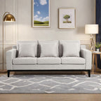 Canapé 3 places en polyester 80,5 pouces, finition bois massif – Confort haut de gamme pour salon ou bureau