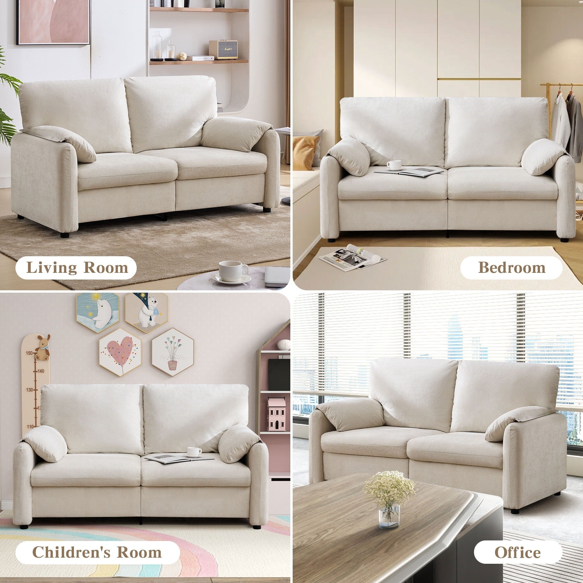 Canapés en duvet de 800 lb, canapé minimaliste de 60 pouces, avec plusieurs couleurs pour le salon et la chambre