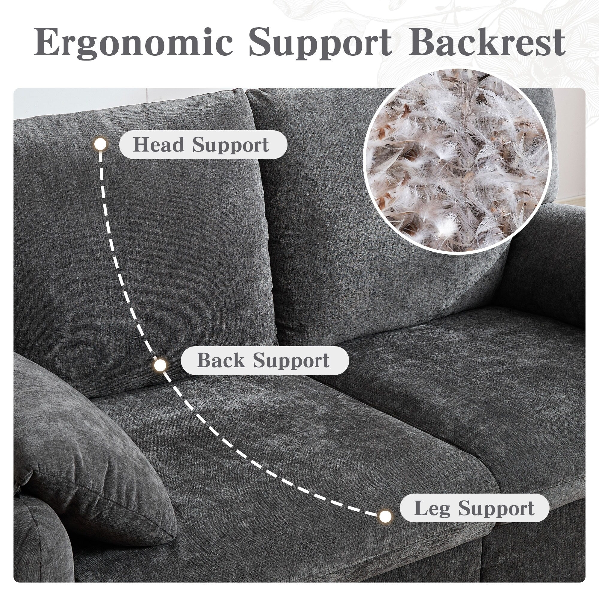 Canapés en duvet de 800 lb, canapé minimaliste de 60 pouces, avec plusieurs couleurs pour le salon et la chambre