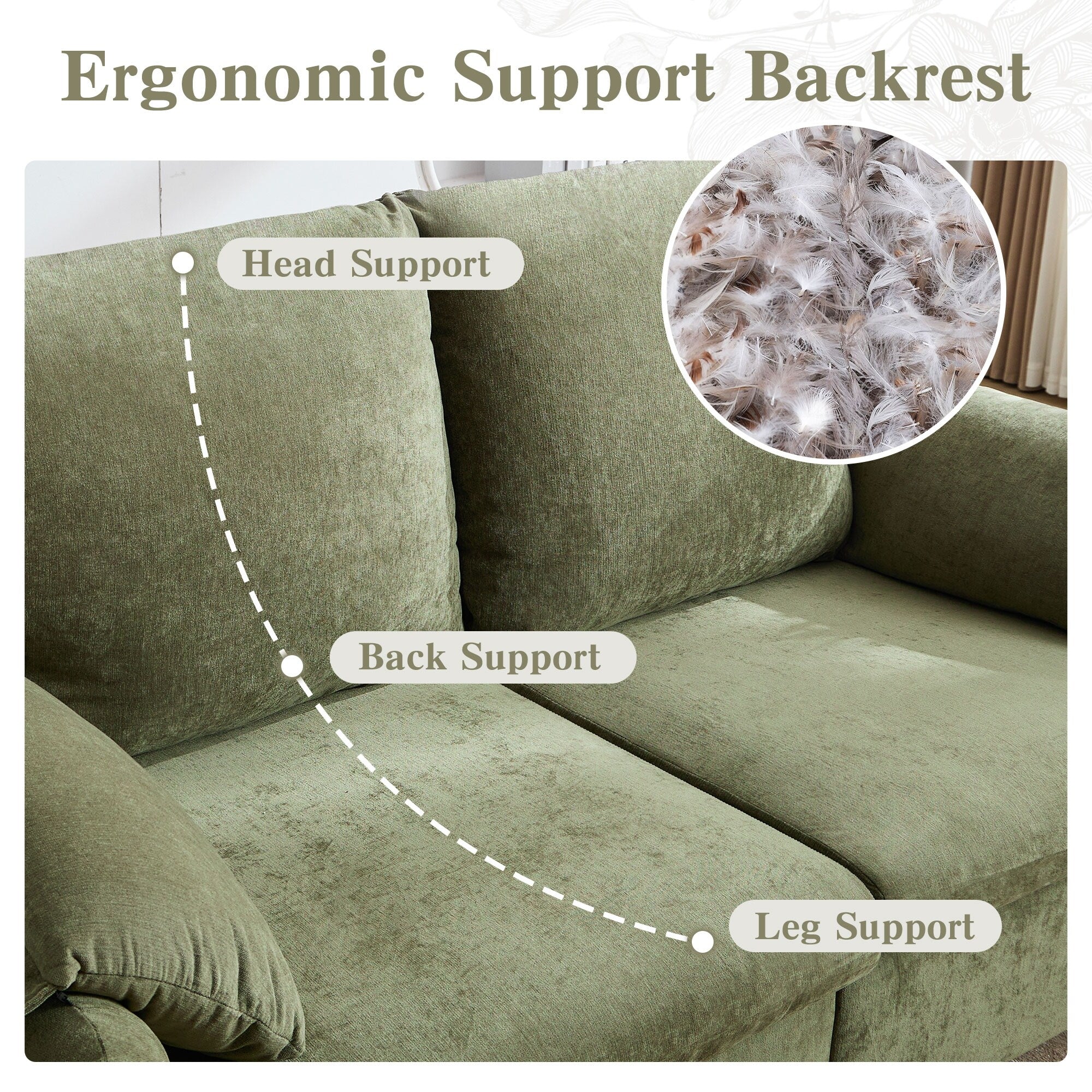 Canapés en duvet de 800 lb, canapé minimaliste de 60 pouces, avec plusieurs couleurs pour le salon et la chambre