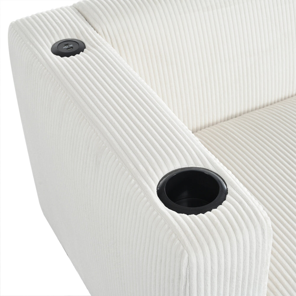 Canapé 3 places en bois massif 80 avec 2 ports USB et deux porte-gobelets