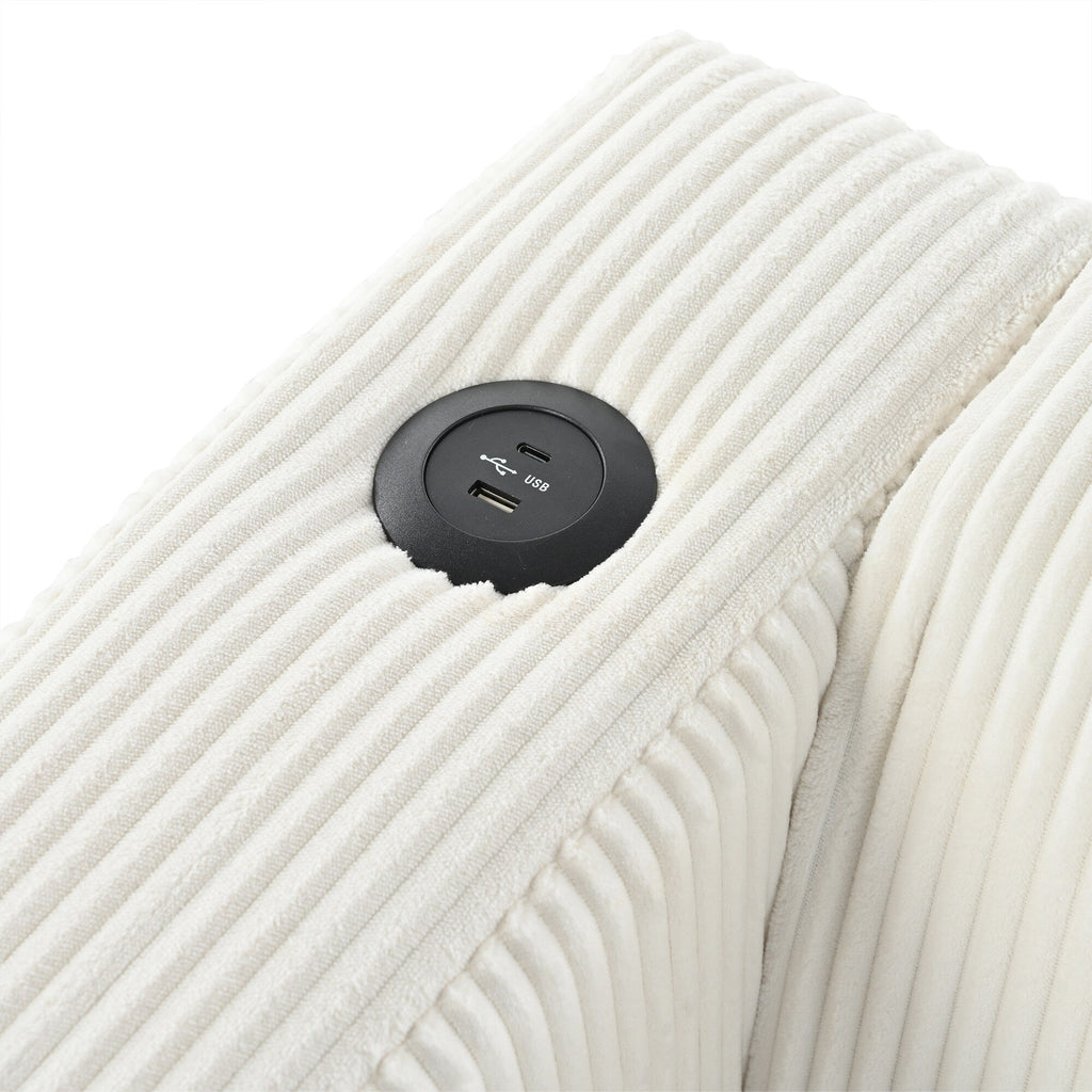 Canapé 3 places en bois massif 80 avec 2 ports USB et deux porte-gobelets