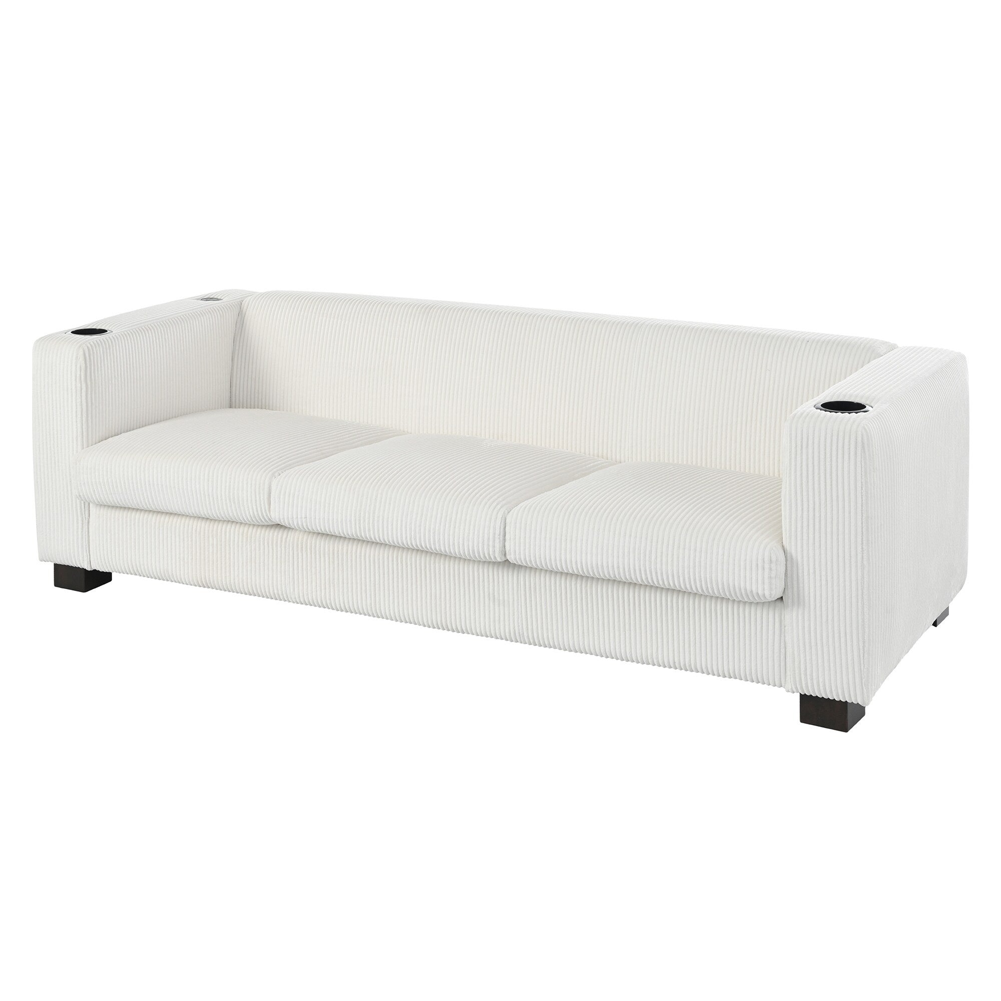 Canapé 3 places en bois massif 80 avec 2 ports USB et deux porte-gobelets