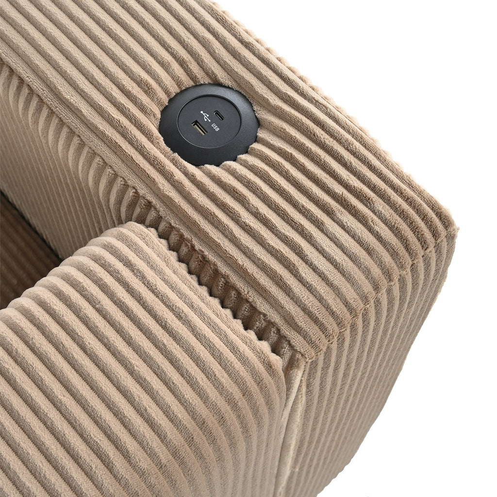 Canapé 3 places en bois massif 80 avec 2 ports USB et deux porte-gobelets