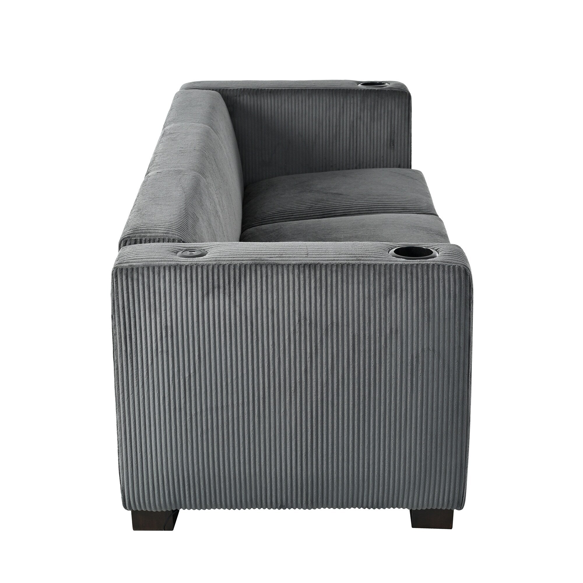 Canapé 3 places en bois massif 80 avec 2 ports USB et deux porte-gobelets