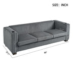 Canapé 3 places en bois massif 80 avec 2 ports USB et deux porte-gobelets