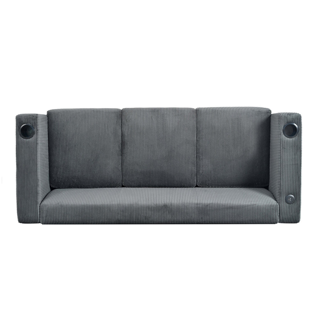 Canapé 3 places en bois massif 80 avec 2 ports USB et deux porte-gobelets