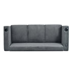 Canapé 3 places en bois massif 80 avec 2 ports USB et deux porte-gobelets