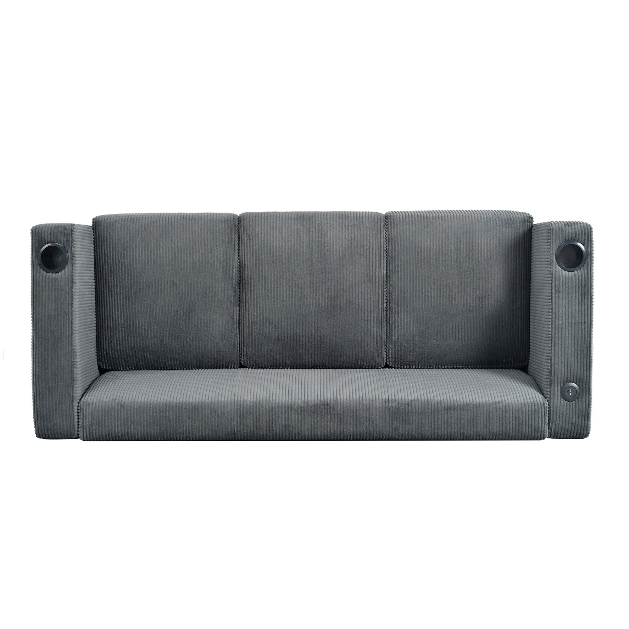 Canapé 3 places en bois massif 80 avec 2 ports USB et deux porte-gobelets