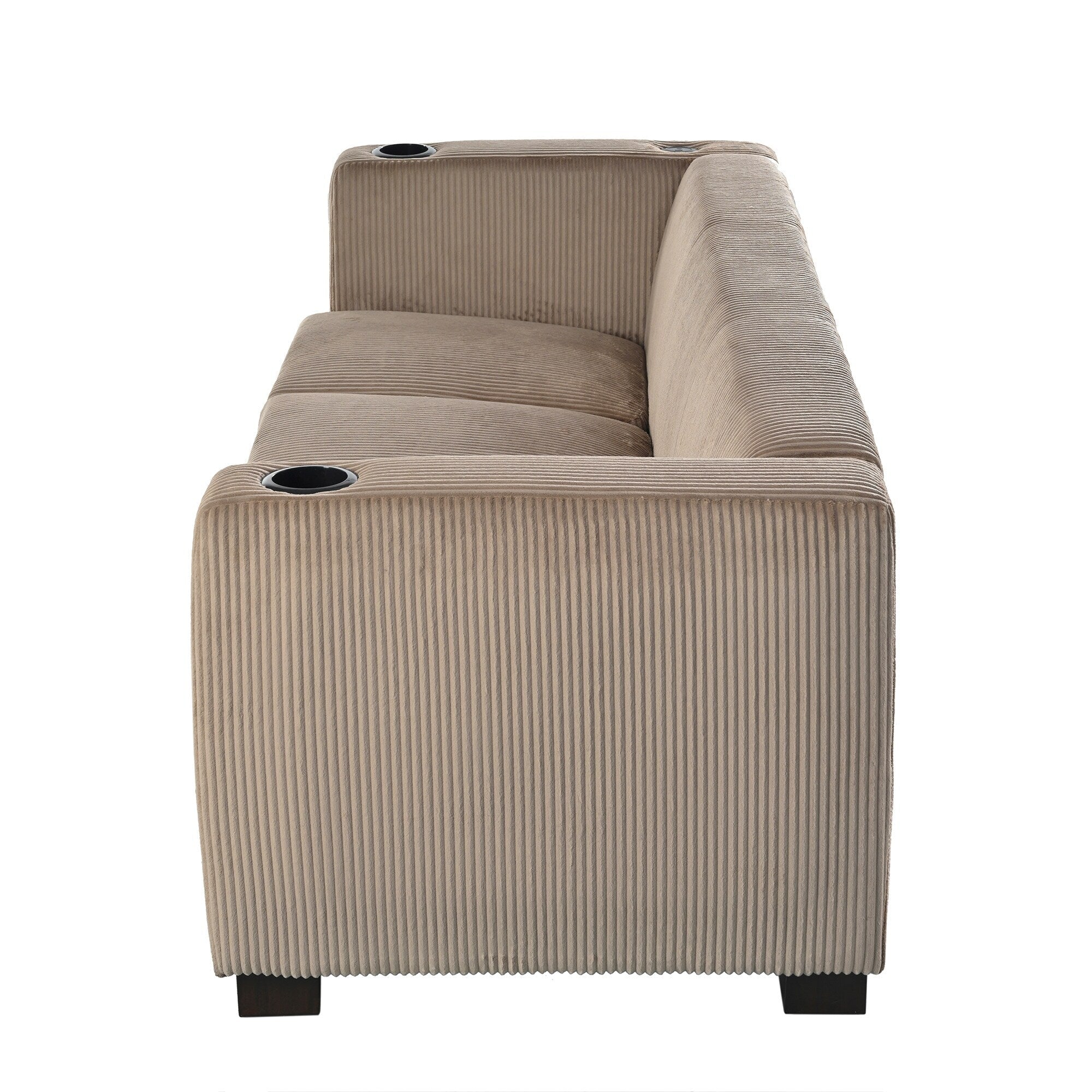 Canapé 3 places en bois massif 80 avec 2 ports USB et deux porte-gobelets