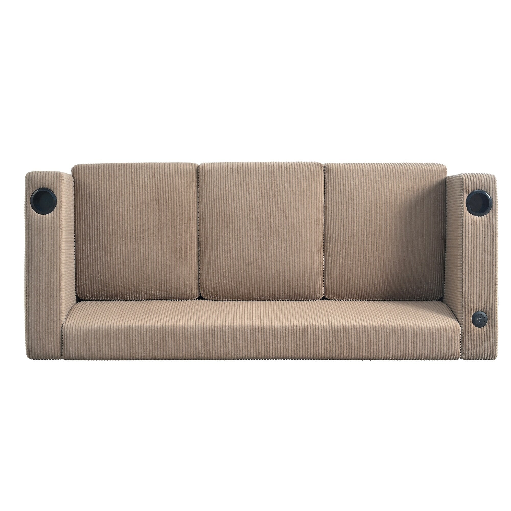 Canapé 3 places en bois massif 80 avec 2 ports USB et deux porte-gobelets