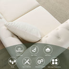 Canapé Chesterfield 3 places en velours 80 avec motif capitonné, garniture cloutée et 2 coussins