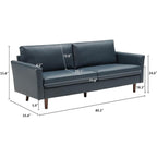 Canapé 3 places en similicuir de 80 pouces, avec cadre en bois, coussins rembourrés et dossier amovible