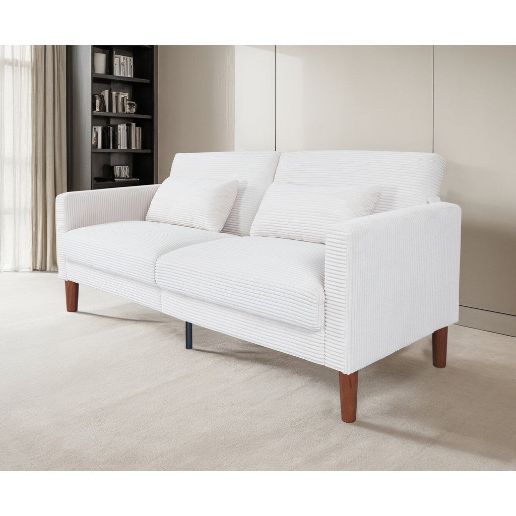 Canapé en velours côtelé avec 2 coussins pour salon et chambre à coucher