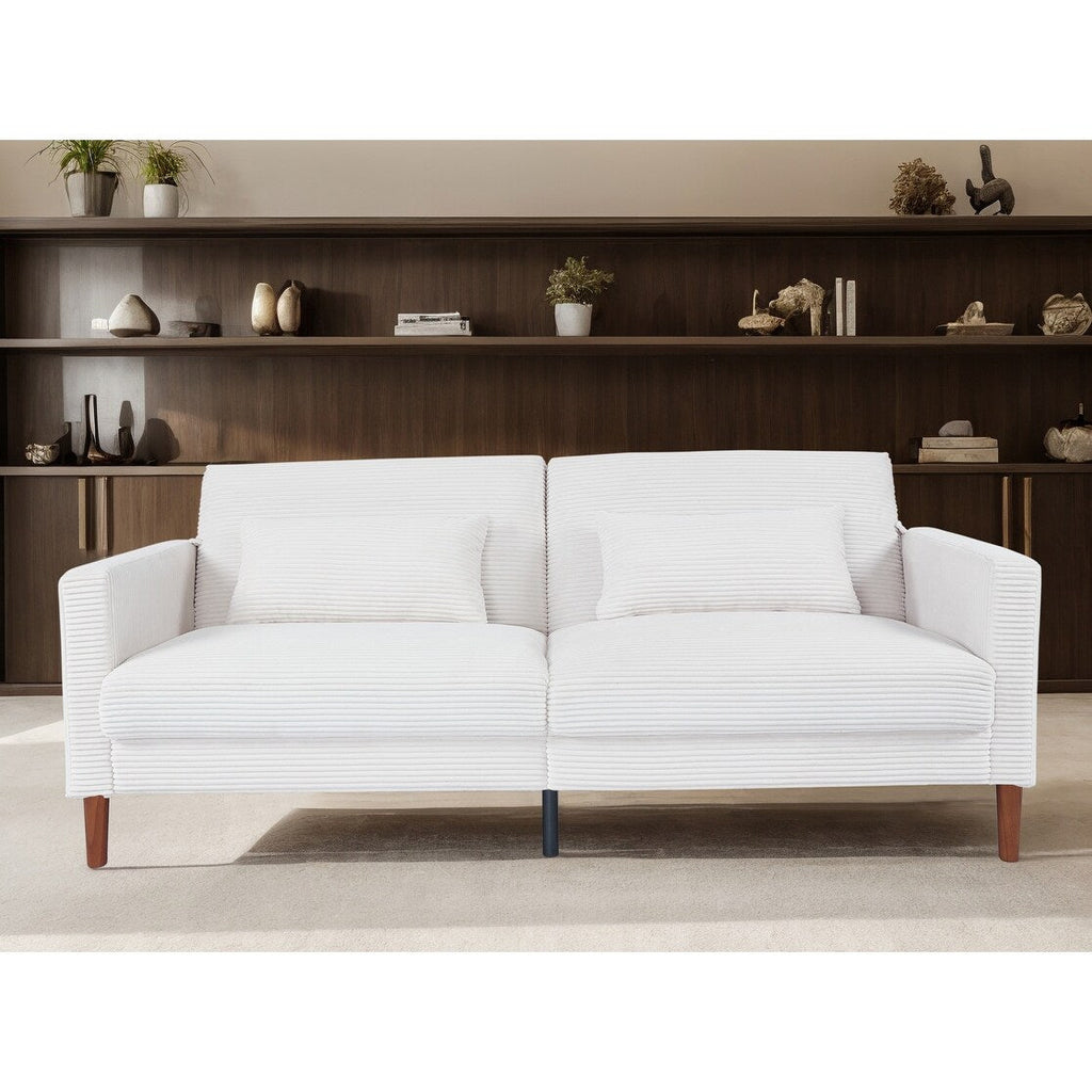 Canapé en velours côtelé avec 2 coussins pour salon et chambre à coucher