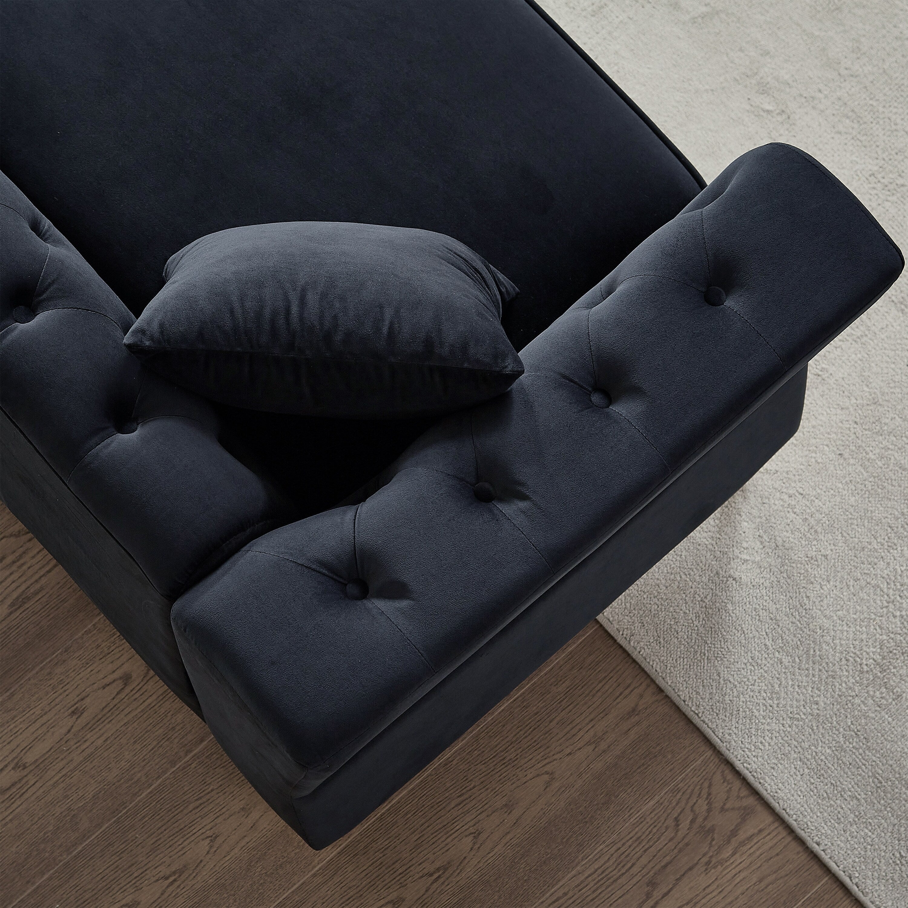 Canapé 3 places en velours 81,8 cm avec canapé capitonné et pieds en métal pour le salon