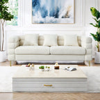 Canapé 3 places en tissu avec 3 coussins, assise moelleuse pour salon et chambre