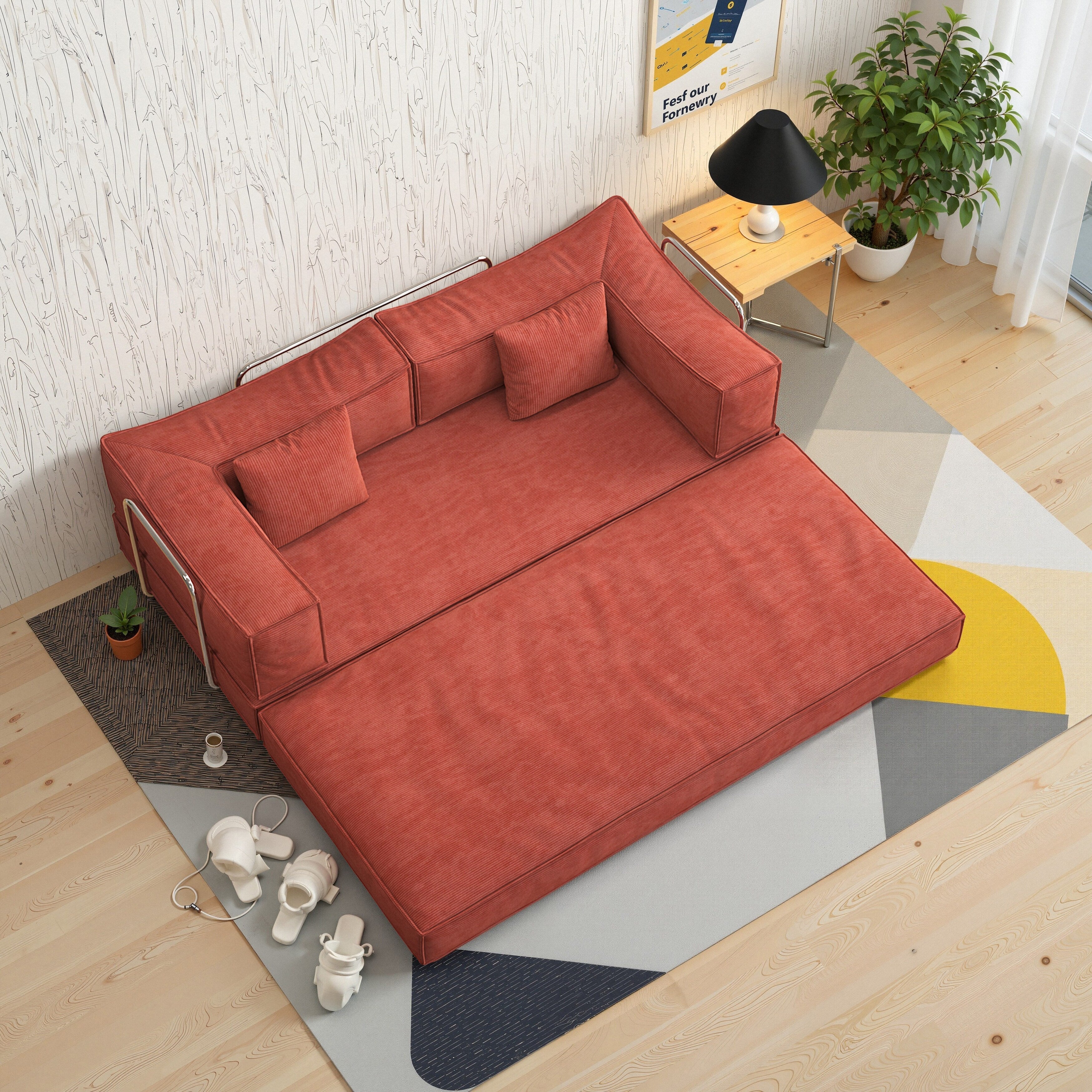 Canapé modulaire convertible en chenille de 82 pouces pour le salon