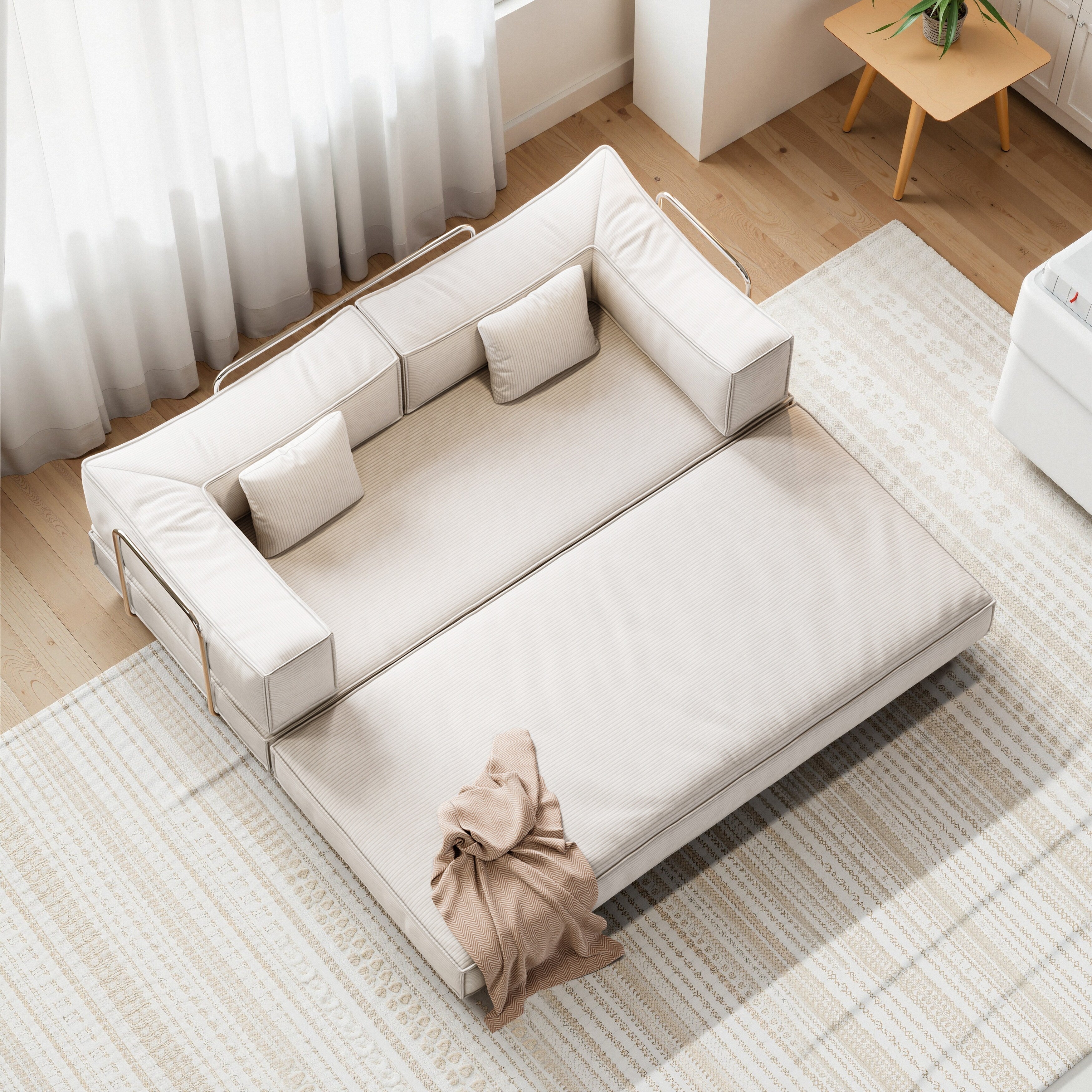 Canapé modulaire convertible en chenille de 82 pouces pour le salon