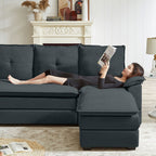 Canapé sectionnel en L de 82,28 pouces avec sièges nuage pour le salon