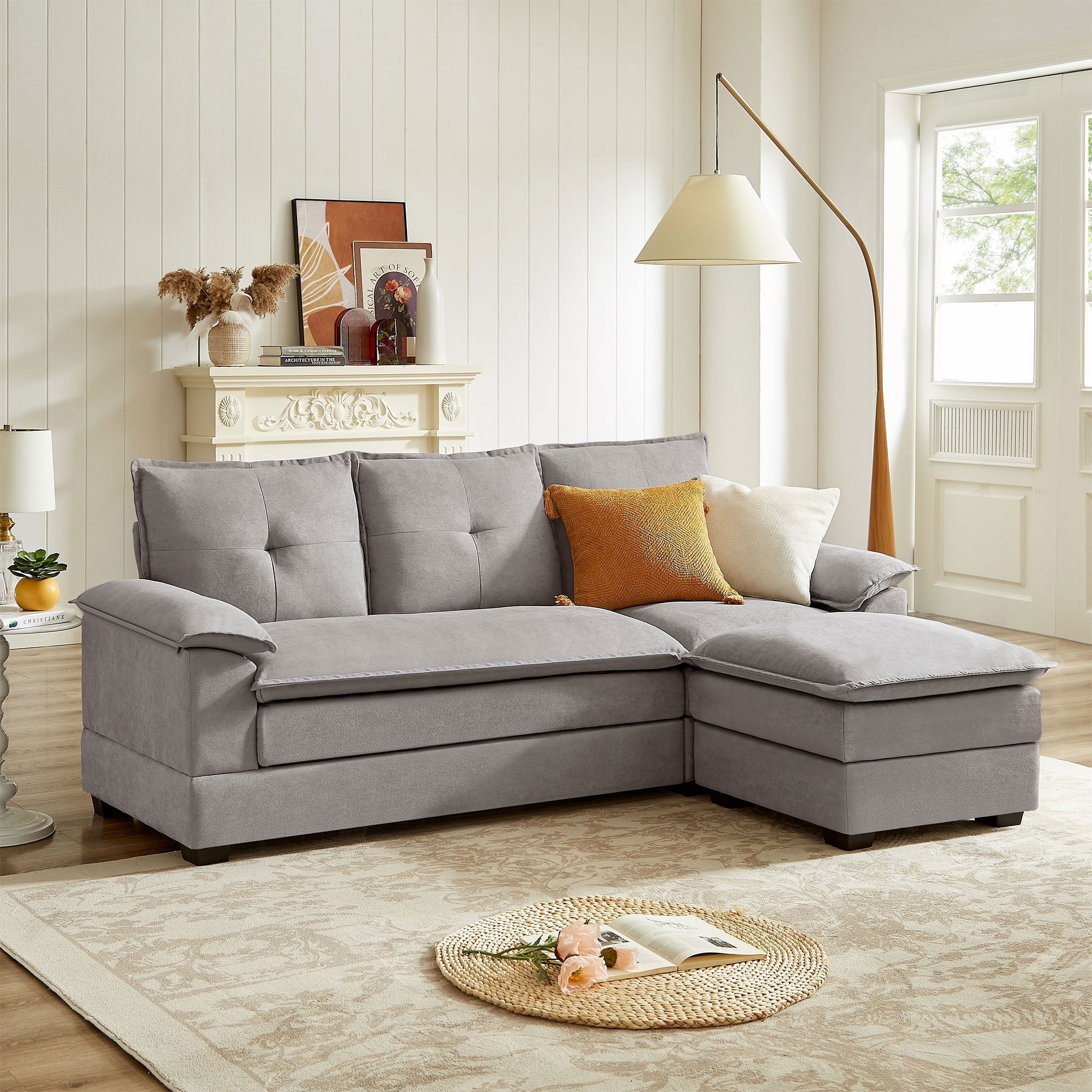 Canapé sectionnel en L de 82,28 pouces avec sièges nuage pour le salon
