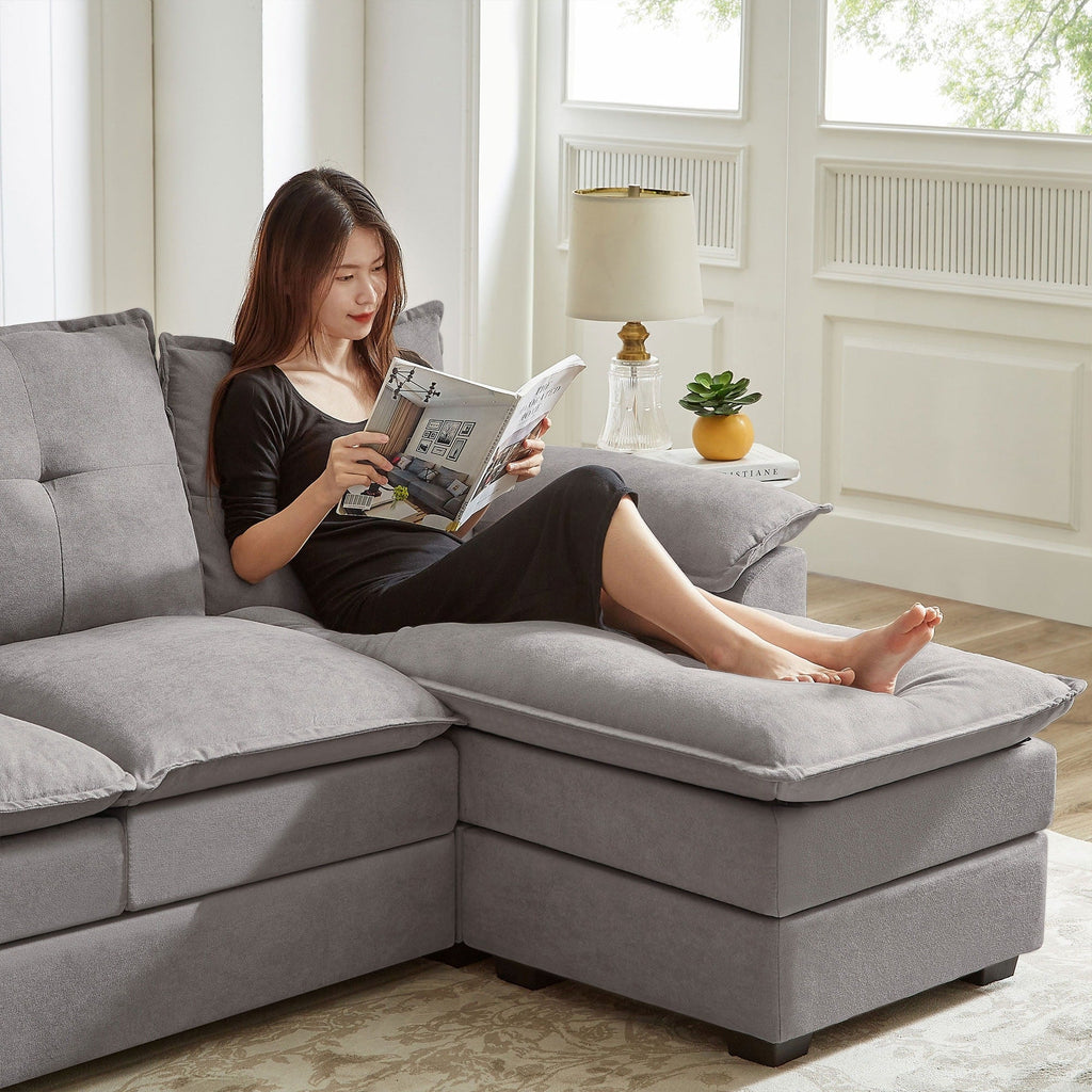 Canapé sectionnel en L de 82,28 pouces avec sièges nuage pour le salon