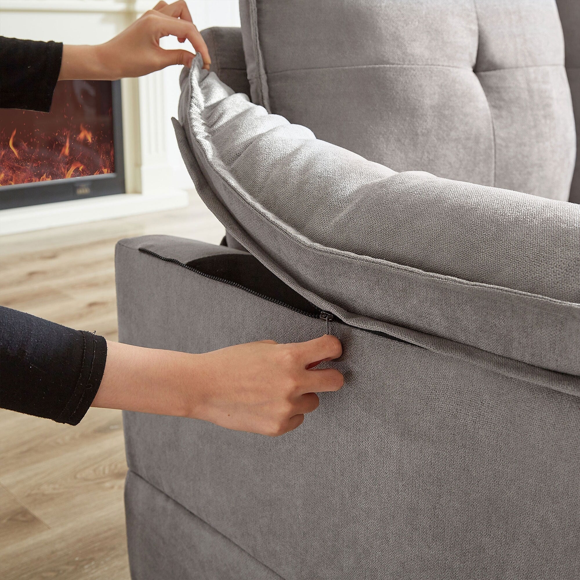 Canapé sectionnel en L de 82,28 pouces avec sièges nuage pour le salon