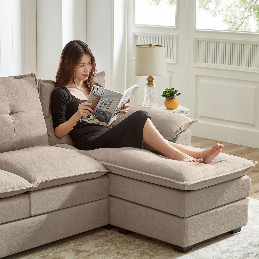 Canapé sectionnel en L de 82,28 pouces avec sièges nuage pour le salon