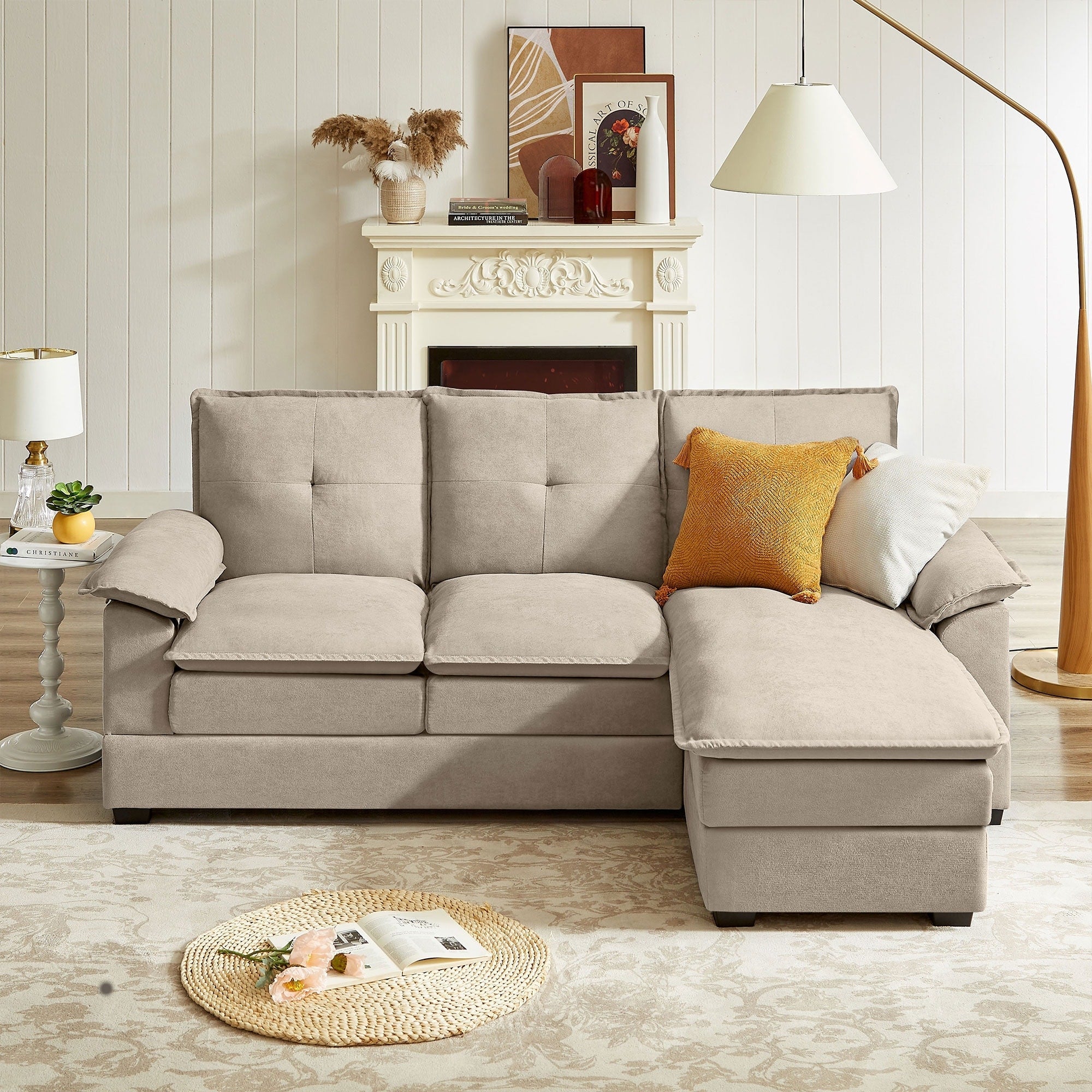 Canapé sectionnel en L de 82,28 pouces avec sièges nuage pour le salon