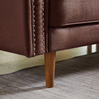 Canapé 3 places en tissu 82.2 avec clous en cuivre et méridienne droite