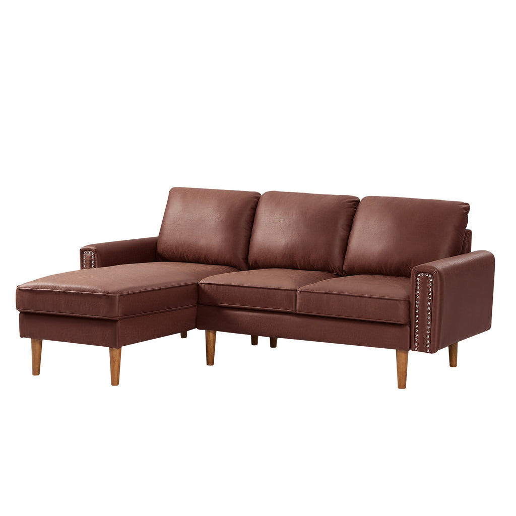 Canapé 3 places en tissu 82.2 avec clous en cuivre et méridienne droite