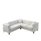 Canapé 5 places en velours en forme de L de 82,2 po avec garniture cloutée