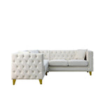 Canapé 5 places en velours en forme de L de 82,2 po avec garniture cloutée