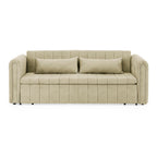 Canapé 3 places en velours de 82,3 po avec accoudoirs roulés, lit queen-size gigogne, deux tiroirs et deux oreillers