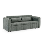 Canapé 3 places en velours de 82,3 po avec accoudoirs roulés, lit queen-size gigogne, deux tiroirs et deux oreillers