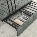 Canapé 3 places en velours de 82,3 po avec accoudoirs roulés, lit queen-size gigogne, deux tiroirs et deux oreillers