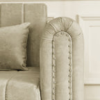 Canapé 3 places en velours de 82,3 po avec accoudoirs roulés, lit queen-size gigogne, deux tiroirs et deux oreillers