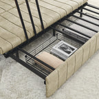 Canapé 3 places en velours de 82,3 po avec accoudoirs roulés, lit queen-size gigogne, deux tiroirs et deux oreillers