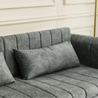 Canapé 3 places en velours de 82,3 po avec accoudoirs roulés, lit queen-size gigogne, deux tiroirs et deux oreillers