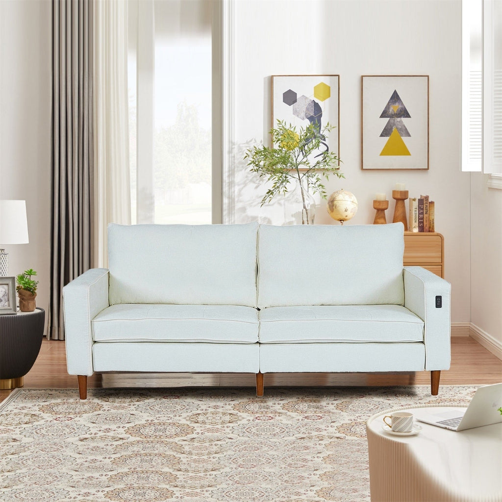 Canapé inclinable moderne en chenille de 82,6 pouces, causeuse, housse amovible avec port USB, facile à installer