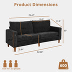 Canapé inclinable moderne en chenille de 82,6 pouces, causeuse, housse amovible avec port USB, facile à installer