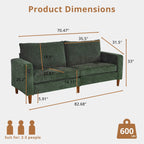 Canapé inclinable moderne en chenille de 82,6 pouces, causeuse, housse amovible avec port USB, facile à installer