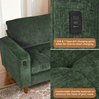 Canapé inclinable moderne en chenille de 82,6 pouces, causeuse, housse amovible avec port USB, facile à installer