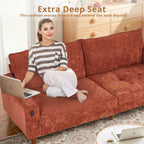 Canapé inclinable moderne en chenille de 82,6 pouces, causeuse, housse amovible avec port USB, facile à installer