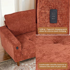 Canapé inclinable moderne en chenille de 82,6 pouces, causeuse, housse amovible avec port USB, facile à installer