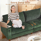 Canapé inclinable moderne en chenille de 82,6 pouces, causeuse, housse amovible avec port USB, facile à installer