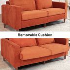 Causeuse rectangulaire 2 places en velours côtelé de 82,68 po de long, style milieu de siècle moderne, avec accoudoirs carrés