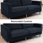 Causeuse rectangulaire 2 places en velours côtelé de 82,68 po de long, style milieu de siècle moderne, avec accoudoirs carrés