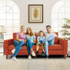 Causeuse rectangulaire 2 places en velours côtelé de 82,68 po de long, style milieu de siècle moderne, avec accoudoirs carrés