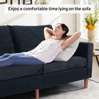 Causeuse rectangulaire 2 places en velours côtelé de 82,68 po de long, style milieu de siècle moderne, avec accoudoirs carrés